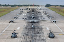 United in Strength: aircraft line the runway at Kadena Air Base